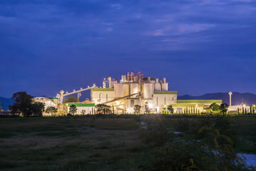 Fototapeta na wymiar landscape view of factory in evening twilight time