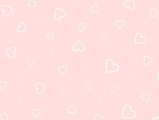 White contour hearts on pink background