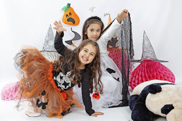 Girls and happy halloween