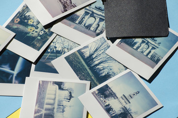 Instant photo on colored background. Polaroid