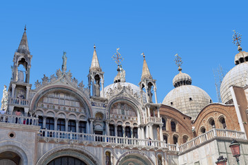 Fototapeta na wymiar Cathedral of San Marco, Venice, Italy. Roof architecture details