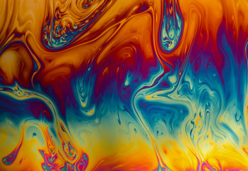 Psychedelic abstract background made from soap bubble reflecting light