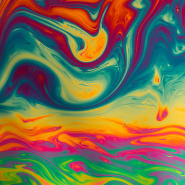 Psychedelic abstract background made from soap bubble reflecting light