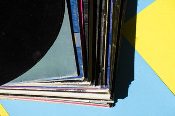 vinyl record on colored background