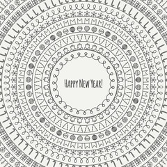 2016 Christmas season hand drawn vector line border and frame