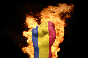 fire fist with the national flag of chad