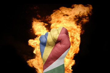 fire fist with the national flag of seychelles
