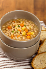 Homemade Vegetable Soup with beans. Selective focus.