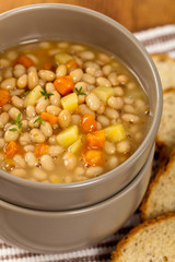 Homemade Vegetable Soup with beans. Selective focus.
