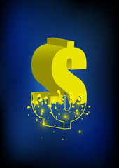 Vector : Yellow broken us dollar symbol business concept