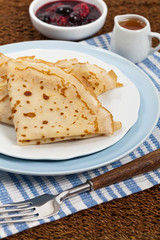 Blintzes or Pancakes. Selective focus.
