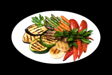 Photo of grilled vegetables on a white plate