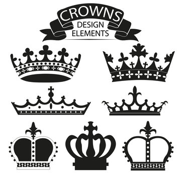 crown collection isolated on white vector illustration
