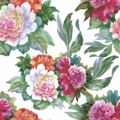 Gordijnen Vintage Bloemen Watercolor seamless pattern with roses. Background for web pages  © kostanproff