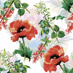 Panele Szklane Podświetlane  Akwarela ilustracja kwiatów tulipanów, wzór
