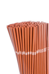 Group of straws isolated on white background.