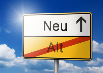 Neu alt Neuer Weg Alter Trott Veränderung Schild 