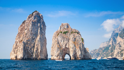 Fototapeta na wymiar Capri island, famous Faraglioni rocks, landscape