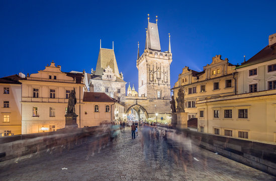 Prague Charles Bridge at night