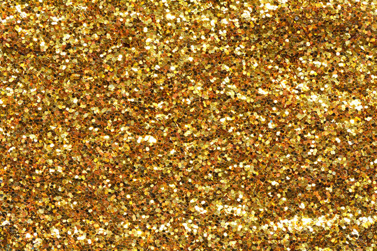 Holiday Yellow Glitter, Gold Sand And Dust Texture. Golden Sparkles