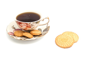 mug of tea and different cookies