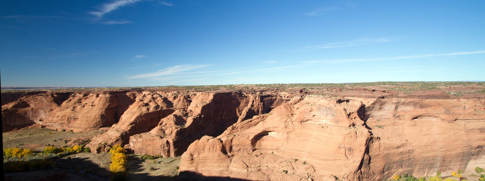 Panorama of Canyon de Chelly National Monument on Navajo tribal lands in autumn