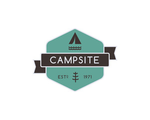 Vintage mountain camping badge, outdoor logo, emblem and label