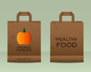 Stylish Farm Fresh paper bags template. Mock up design with
