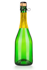 Bottle of champagne isolated on the white 