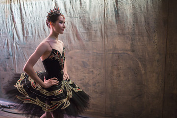 Ballerina standing backstage before going on stage