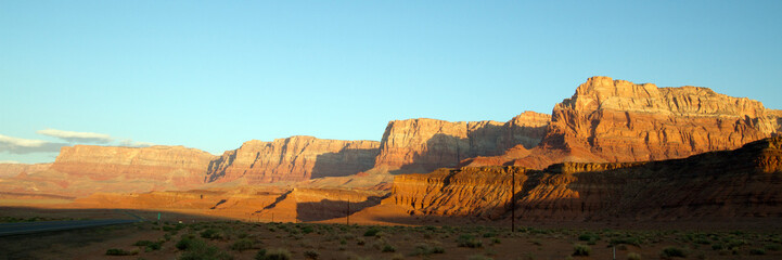 Panorama of Vermilion Cliffs National Monument in the Arizona Strip at dawn