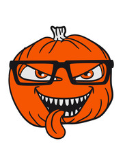 geek nerd glasses Face pumpkin monster