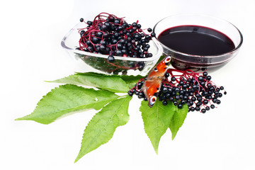 Fruit juice elderberry and butterfly