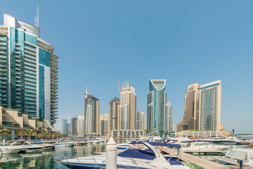 Naklejka premium Dubai - AUGUST 9, 2014: Dubai Marina district on August 9 in UAE