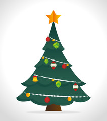 Merry christmas decorative stuffs and pine tree