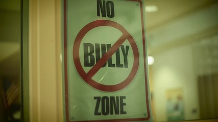 Sign that says "No Bully Zone"