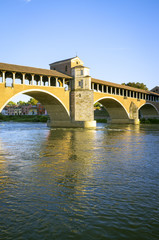 Fototapeta na wymiar Pavia: the covered bridge. Color image
