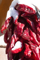Obraz premium Chile Ristra covered with snow in Santa Fe, New Mexico