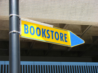 bookstore sign on campus