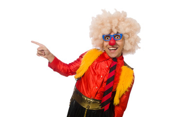 Funny clown in fun concept isolated on white