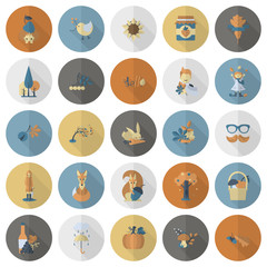 Set of Flat Autumn Icons