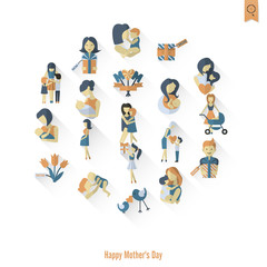 Fototapeta premium Happy Mothers Day Icons
