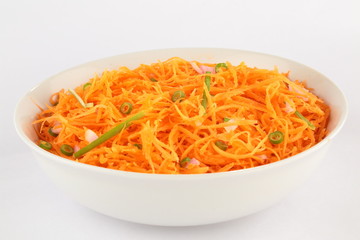 Spicy carrot spaghetti with ginger, garlic, chilli and lemon