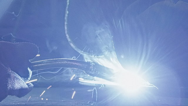 Welding a steel parts with gas arc welding