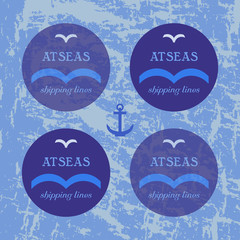 Logotype set for maritime shipping industry.  