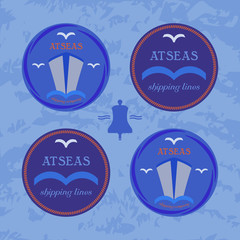 Logotype set for maritime shipping industry.  