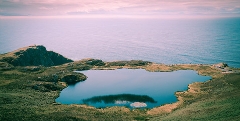 Panoramic view of the lake, Slieve League, Donegal, Ireland - obrazy, fototapety, plakaty