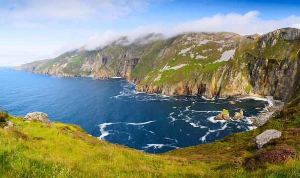 Panorama with  Cliffs Slieve League, County Donegal, Ireland