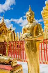 Golden statue of buddha in Wat Phra That Doi Suthep, Chiang Mai Thailand