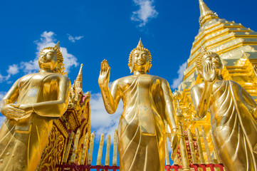 Golden statue of buddha in Wat Phra That Doi Suthep, Chiang Mai Thailand
